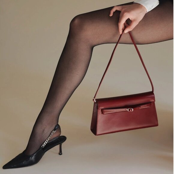 Verafied NY Dark Cherry Shoulder Bag with Adjustable and Removable Strap - Picture 1 of 7